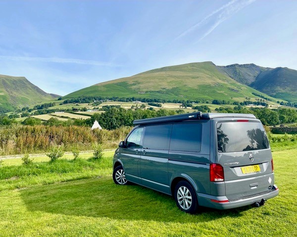 A campervan parked in a scenic sport in Scotland